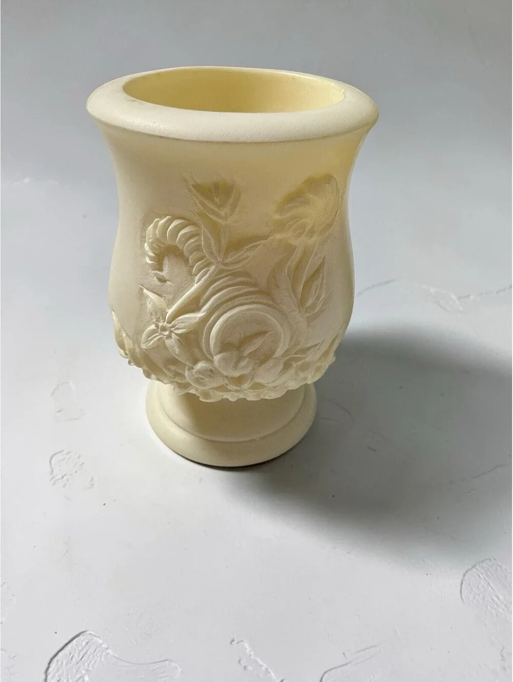 Vintage Hand Carved Italian Alabaster Urn With Lid By Triune International